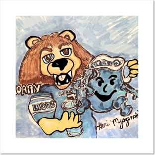 Detroit Lions Roary Drinking the Honolulu Blue Kool Aid Posters and Art